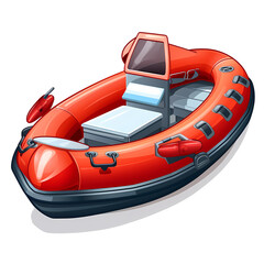 Modern Inflatable Boat Engine White Background