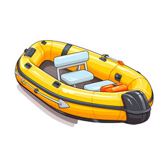 Naklejka premium Portable Motorized Dinghy on Blank Background
