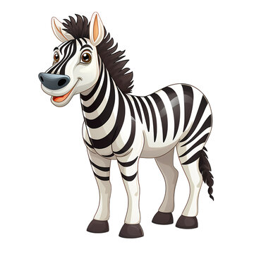 Cheerful zebra on clean white backdrop