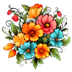 Vibrant Floral Design on White Background