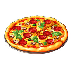 Delicious Pizza on White Background Vector