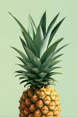 Fototapeta premium A Pineapple on a Light Green Background, Tropical Fruit