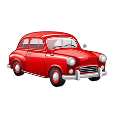 Classic Red Car on White Background