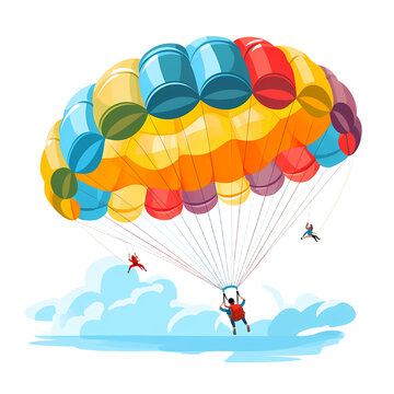 Parachute Jumping Activity Cartoon Vector Illustration