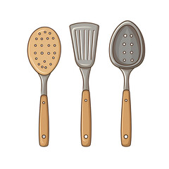 Modern Kitchen Utensils on White Background