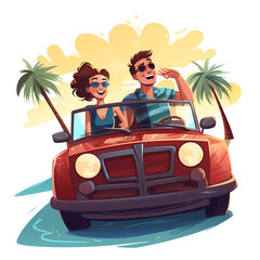 Couple on a Car Trip Stock Vector
