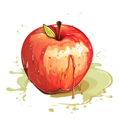 Decayed Apple Infested with Mold Illustration