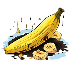 Decomposed Banana Rotten with Mold Illustration