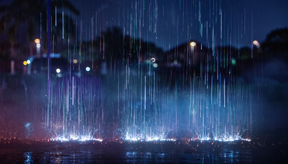 rain streaks crossing the frame under brief lightning, cinematic tension