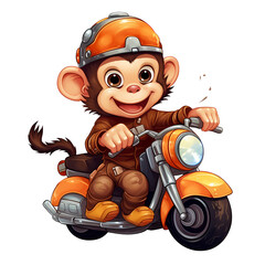 Adorable monkey on mini motorcycle illustration