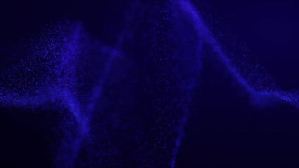Blue abstract particles wave twist. Navy dust flowing smooth, wave-like motion, creating mesmerizing undulating deep background. Particles vortex space. Glowing bokeh waves twirl loop. Smooth dots