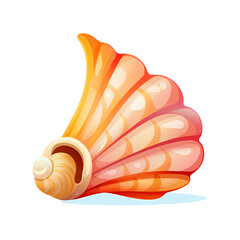 Sculptural horn-shaped seashell in marine environment