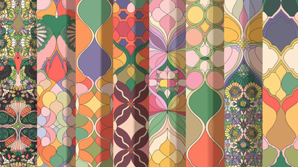 vector illustration hires Collection of High-Resolution Abstract Seamless ornament Patterns with Diverse Designs and Textures 
