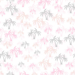 Palm tropical seamless pattern. Textile print with trees. Paradise vector background design. Hawaii style wallpaper Cartoon palm tree rainforest seamless pattern.