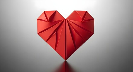A 3D red origami heart shape