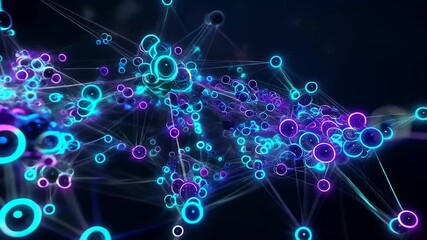 Exploring a network of circles and connections in a digital space at night - Powered by Adobe