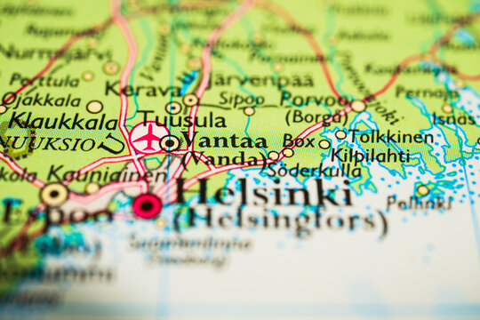 Regional map closeup featuring Vantaa and Tuusula connections.