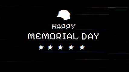 Happy memorial day text glitch animation graphic perfect for honoring soldiers. Ideal for social media posts, and website designs. Suitable for patriotic content.