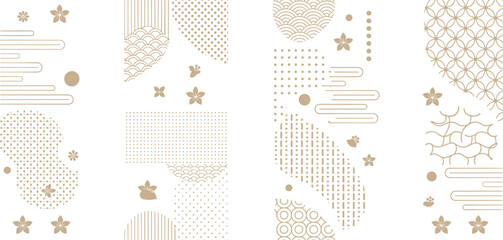 Set of pink floral abstract vector backgrounds with seamless patterns and decorative design, Vector illustration. © Akash