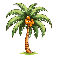 Tropical palm tree sticker on white background