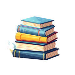 Stack of paper books with bookmarks