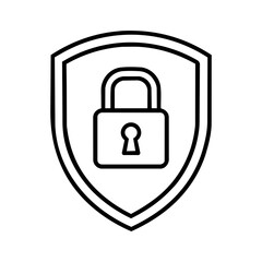 Cybersecurity Shield Lock Icon white background