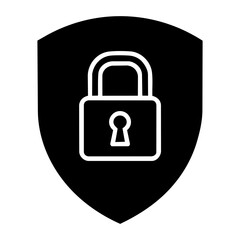 Cybersecurity Shield Lock Icon white background