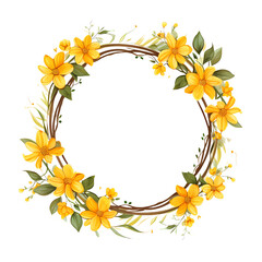 Circular Floral Border with Transparent Background