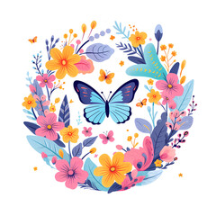 Festive Easter Round Composition with Handwritten Lettering