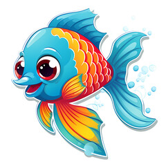 Adorable Sea Creature Cartoon Sticker Design
