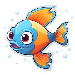 Adorable Sea Creature Cartoon Sticker Design