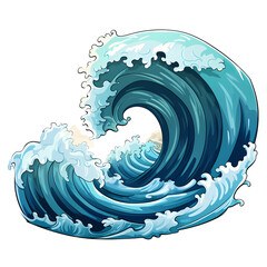Majestic Sea Waves Illustration on Transparent Background