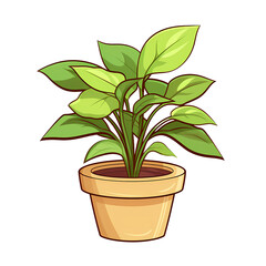 Colorful Cartoon Plant in Decorative Pot