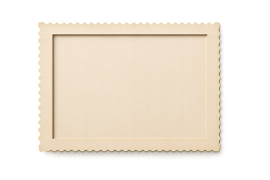 Blank white vintage postcard photo frame mockup with realistic shadow isolated on clean background