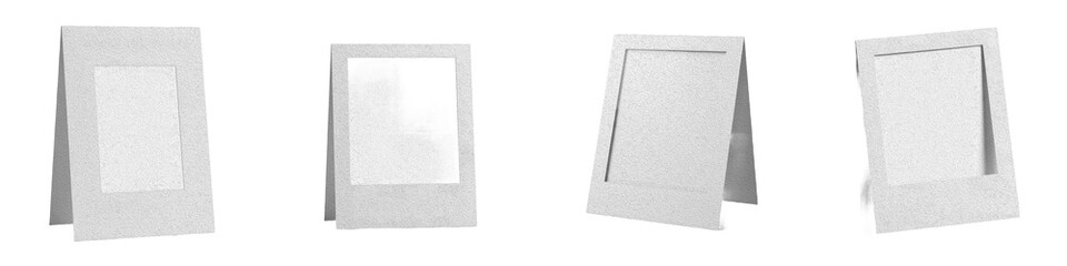 White Blank Frame PNG Set Isolated on White Background Realistic Vertical Photo Frame Mockup Clipart Minimalist Picture Gallery Display Stationery Graphics Set