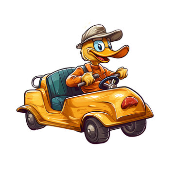 Quirky Duck Driving Car Soapbox Derby