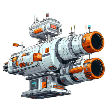 Futuristic Space Station White Background Illustration