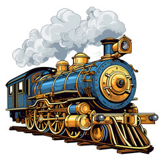 Classic Steam Train Vintage Style Drawing