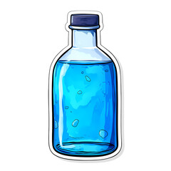 Blue Ink Bottle Sticker Illustration on White