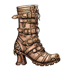 Elegant Steampunk Boot Illustration. Vintage Style