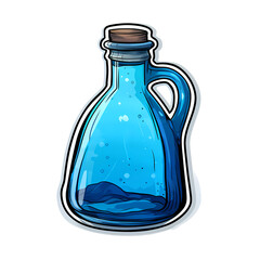 Elegant Blue Ink Bottle Illustration on White