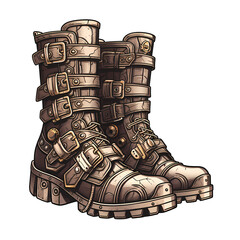 Elegant Steampunk Boot Illustration, Vintage Style
