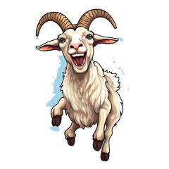 Dynamic Goat Jumping Sticker Design