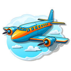 Detailed Airplane Sticker Illustration Design