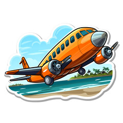 Airplane Sticker Design Isolated Illustration Stock