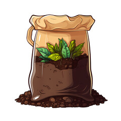 Illustrated Sticker Design Featuring Soil Bag