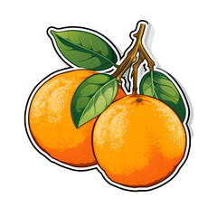 Vibrant Orange Fruit Sticker Design Illustration