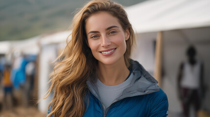 Community program coordinator leading a briefing with local partners, demonstrating collaboration, outreach, and structured social initiatives. cinematic color correction, natural uneven lighting