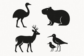 Fototapeta premium Uruguayan wildlife vector icons rugged flat style