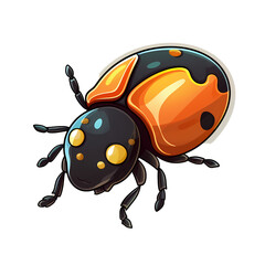 Obraz premium Adorable Beetle Cartoon Sticker Template Design